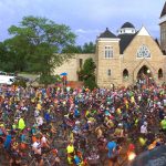 Starting line of the Dirty Kanza 200 mile race in downtown Emporia, Kansas