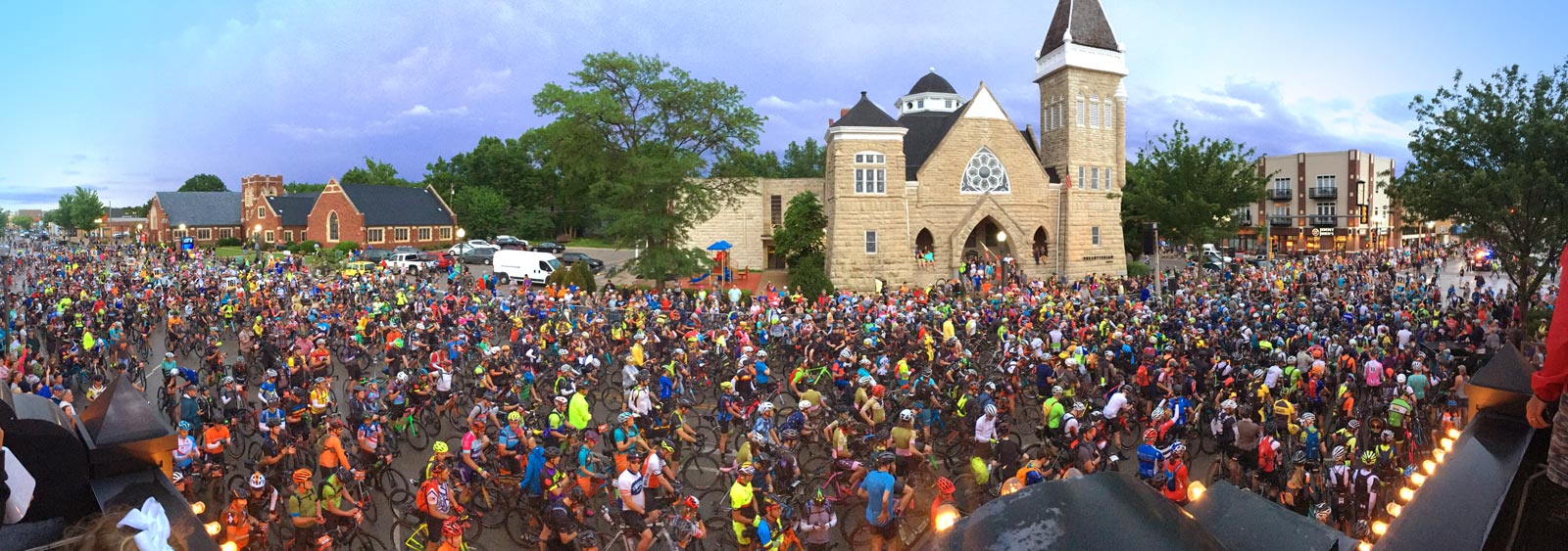 Starting line of the Unbound Gravel race in downtown Emporia, Kansas